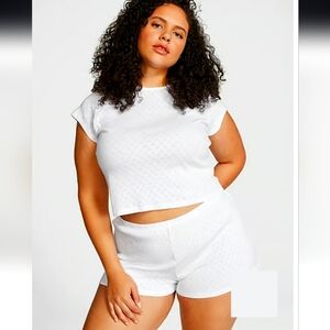 PINKCotton Heart Pointelle Short Pajama Set BLACK XXL